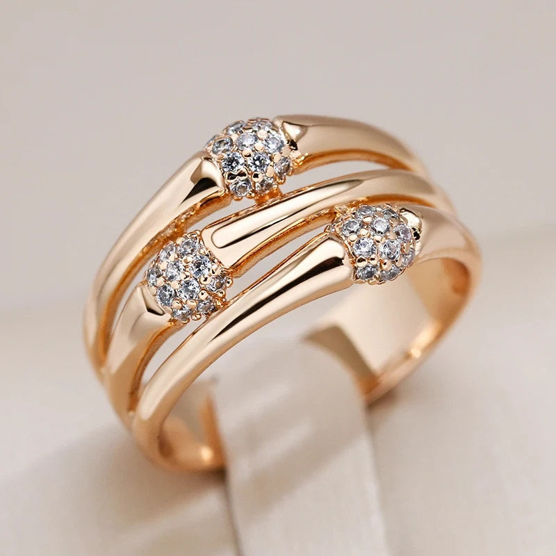 Zircon Retro Exaggerated High-grade Hollow Rose Gold Closed Ring