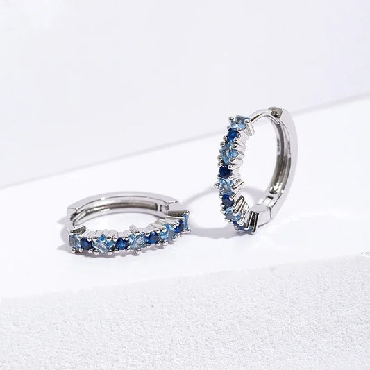 Luxury Stainless Steel Colorful Zircon Hoop Earrings For Women Fashion Korean Huggie Earrings Wedding Jewelry pendientes mujer