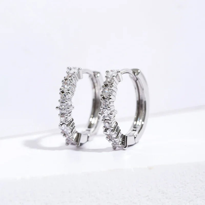 Luxury Stainless Steel Colorful Zircon Hoop Earrings For Women Fashion Korean Huggie Earrings Wedding Jewelry pendientes mujer