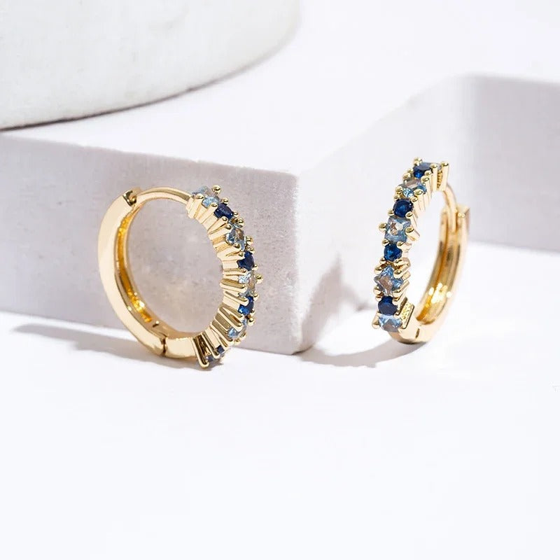 Luxury Stainless Steel Colorful Zircon Hoop Earrings For Women Fashion Korean Huggie Earrings Wedding Jewelry pendientes mujer