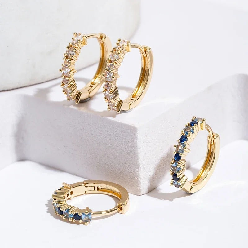 Luxury Stainless Steel Colorful Zircon Hoop Earrings For Women Fashion Korean Huggie Earrings Wedding Jewelry pendientes mujer