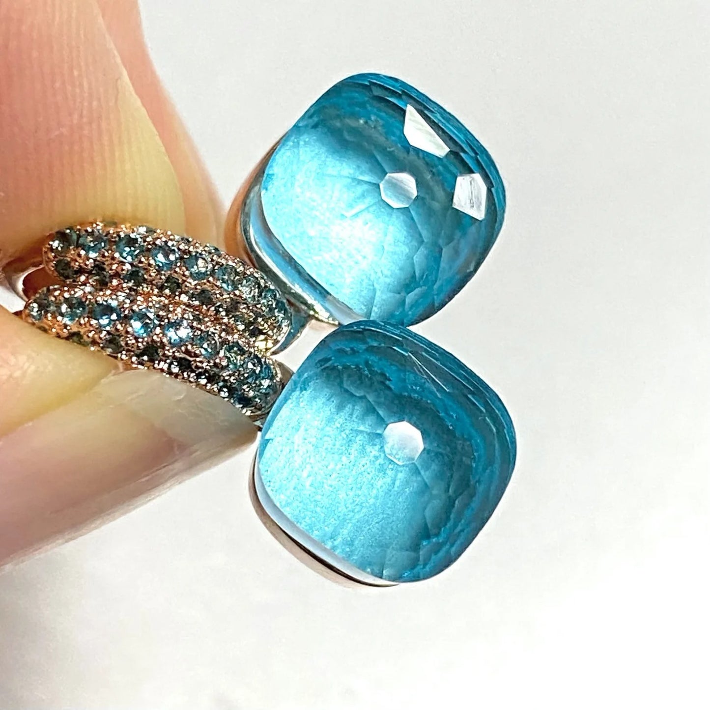 10.6mm Nudo Earrings Inlay Blue Topaz Zircon 30Colors Crystal Earrings Rose Gold Plated Amethyst Fashion Jewelry For Women