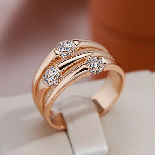 Zircon Retro Exaggerated High-grade Hollow Rose Gold Closed Ring