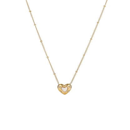 Fashion Design Love Heart-shaped Natural Stone Pendant Titanium Steel Necklace Ins