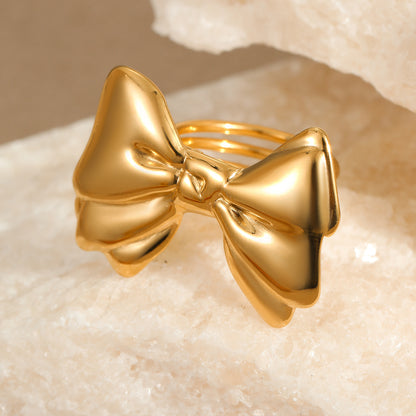 European And American Ins Niche Oval Egg-shaped Pearl Ring Titanium Steel Ring