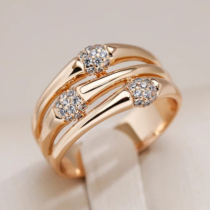 Zircon Retro Exaggerated High-grade Hollow Rose Gold Closed Ring
