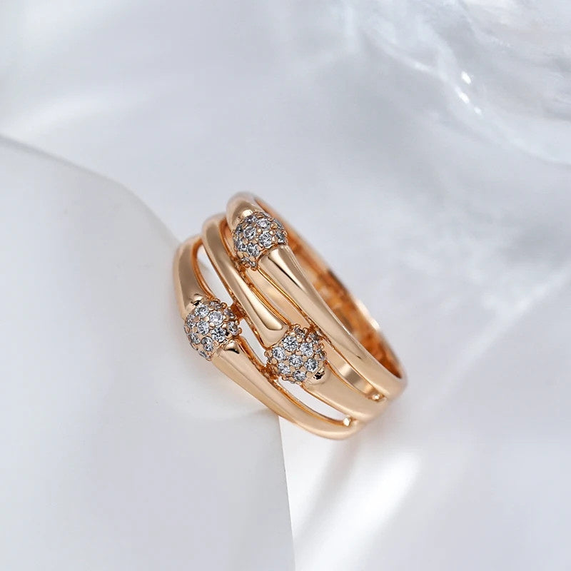 Zircon Retro Exaggerated High-grade Hollow Rose Gold Closed Ring