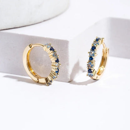 Luxury Stainless Steel Colorful Zircon Hoop Earrings For Women Fashion Korean Huggie Earrings Wedding Jewelry pendientes mujer