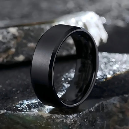 JEWELRFashion Charm Jewelry Ring for Men Women Stainless Steel Black Rings Wedding Engagement High Quality Matte Male Accessory