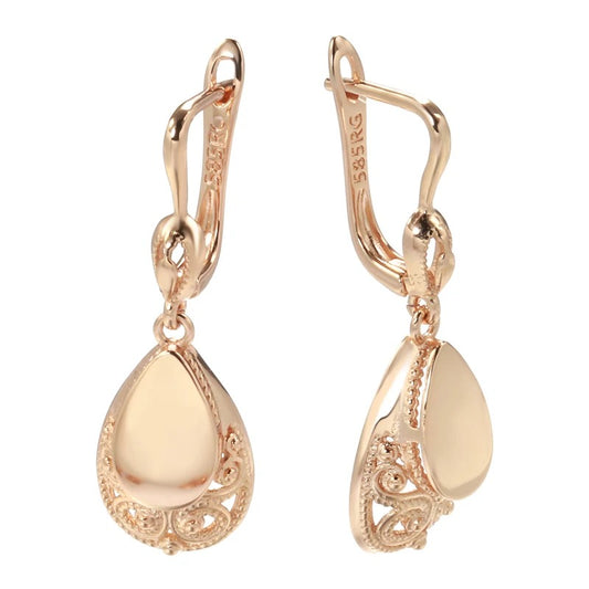 SYOUJYO Luxury Retro Water Drop Pendant Women's Earrings 585 Rose Gold Color Daily Fashion Multipurpose Exquisite Jewelry